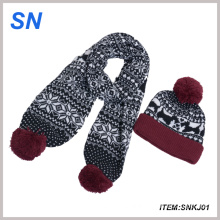 Wholesale POM POM Winter Knitted Beanie Hat Scarf Set